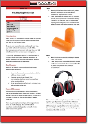 hearing protection toolbox talk
