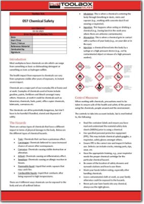 chemical safety toolbox talk